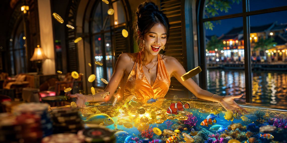 Sân chơi cá cược casino tại Hội An với ánh sáng neon nổi bật